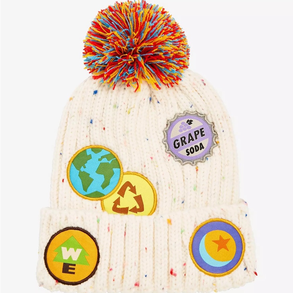 💜BOXLUNCH- Disney Pixar Up Wilderness Explorer Badge Youth Pom Beanie